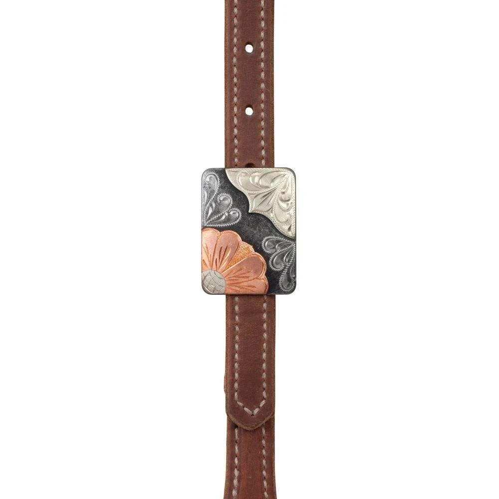 Weaver Leather ProTack Copper Flower Buckle Browband Headstall 4 Weaver Leather ProTack Copper Flower Buckle Browband Headstall - Image 2