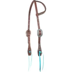 Martin Saddlery Single Ear Headstall With Turquoise Blood Knots
