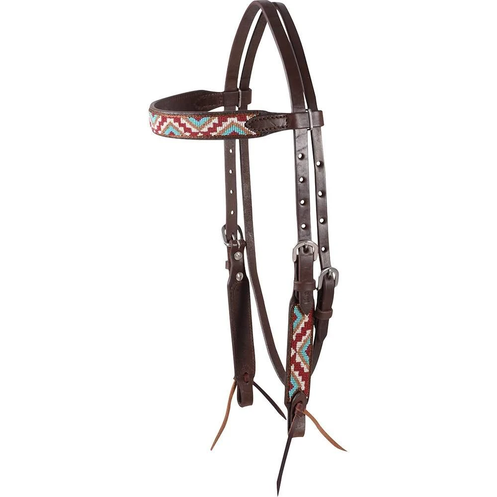 Cashel Company Chocolate And Tan Beaded Browband Headstall 3 Cashel Company Chocolate And Tan Beaded Browband Headstall