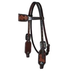 Professionals Choice Chocolate/Turquoise Floral Browband Headstall