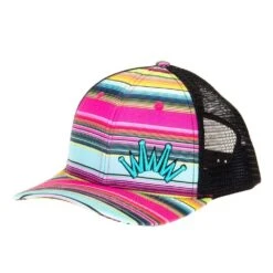 Best Ever Pads Saddle Pink Serape Embroidered Logo Mesh Back Trucker Cap