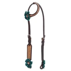 Circle Y Saddlery NRS By Vintage Turquoise Flower Single Ear Headstall