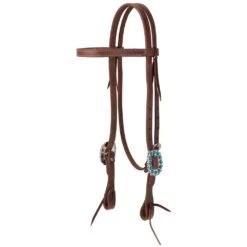 Weaver Leather Protack Turquoise Stones Straight Browband Headstall