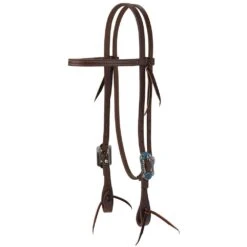 Weaver Leather Protack Turquoise Flower Straight Browband Headstall
