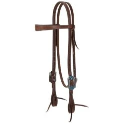 Weaver Leather Protack Turquoise Flower Slim Browband Headstall