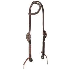 Weaver Leather Turquoise Cross Beaded Basketweave Sliding Ear Headstall