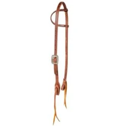Cowperson Tack Cowboy Slide Ear W/ Antique Dots Square Cart Buckle Headstall