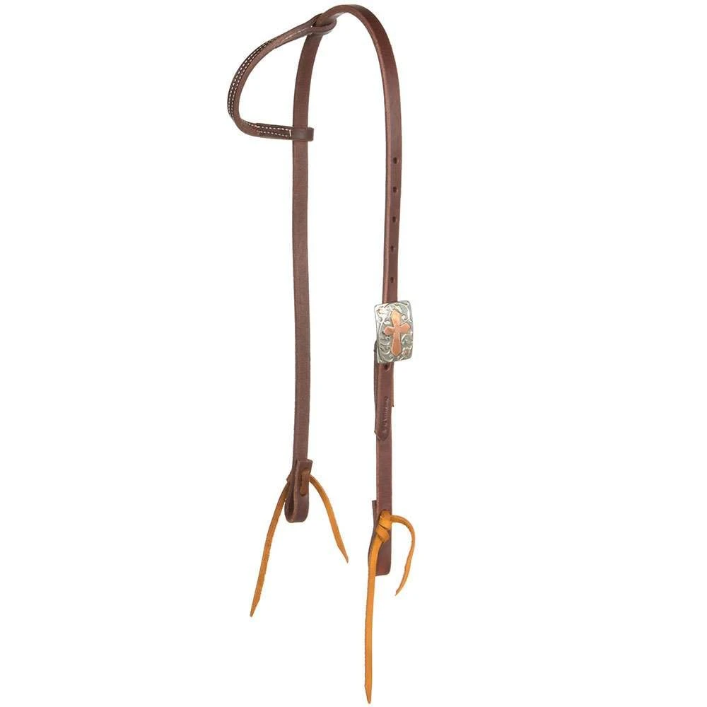 Cowperson Tack Cowboy Slide Ear W/ Copper Cross Buckle Headstall 3 Cowperson Tack Cowboy Slide Ear W/ Copper Cross Buckle Headstall