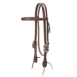 Weaver Leather Browband Headstall W/Southwest Rope Edge Buckle