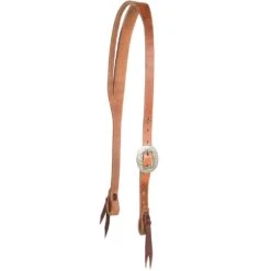 Nrs Tack TLC Series Natural Harness Leather Slit Ear Headstall With A Floral Cart Buckle