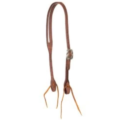 Cowperson Tack 5/8in Harness Slot Ear Headstall W/Blue Iron Buckle