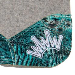 Best Ever Pads Kush 1 Inch Felt Saddle Pad With Turquoise Crocodile Wear Leathers -NR Classic Horse Gear Shop KUSH 1 STC 04