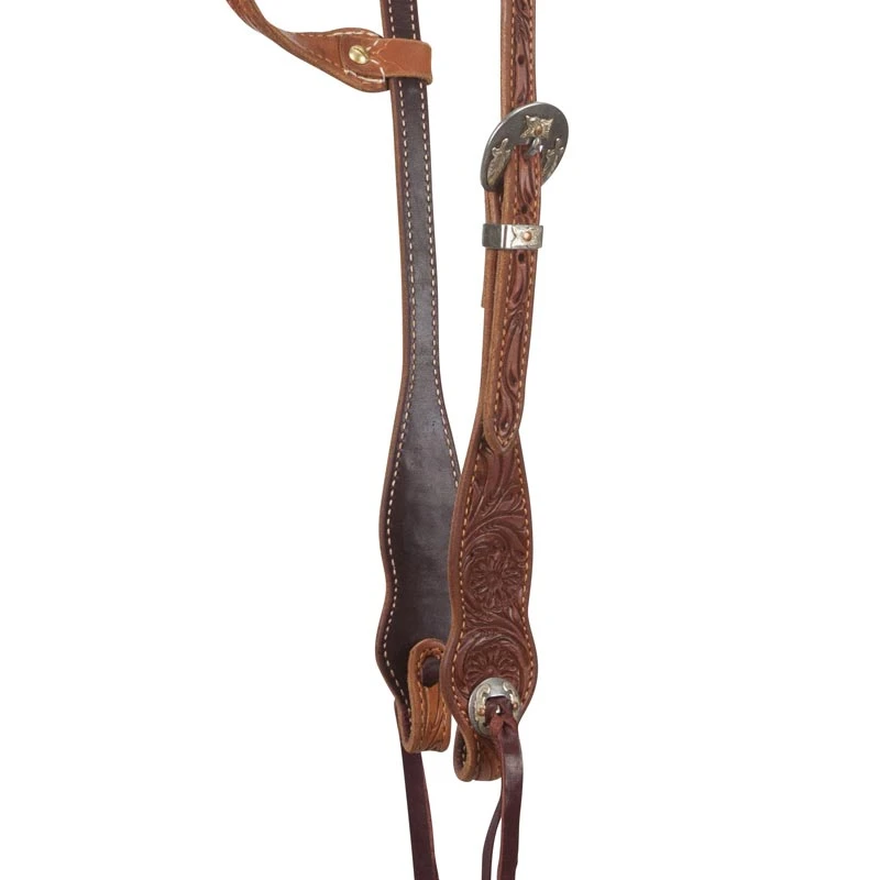 Cactus Saddlery Relentless Floral Tooled Slip Ear Headstall 4 Cactus Saddlery Relentless Floral Tooled Slip Ear Headstall - Image 2